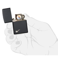 Zippo 218PL Black Matte Pipe Lighter With Pipe Logo - Refillable Windproof Lighter -Zipp Camping Shop 218PL 3