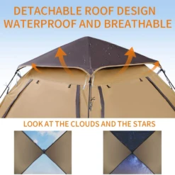 Hewolf Auto 3-4 Person Tent - Camel 15 Hewolf Auto 3-4 Person Tent - Camel -Zipp Camping Shop 7 1