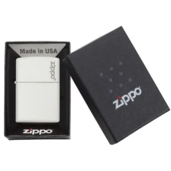 Zippo 214ZL White Matte With Zippo Logo - Refillable Windproof Lighter -Zipp Camping Shop 88