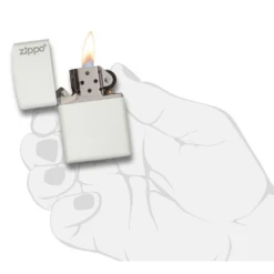 Zippo 214ZL White Matte With Zippo Logo - Refillable Windproof Lighter -Zipp Camping Shop 99
