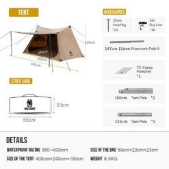 OneTigris Solo Homestead Camping Tent (TC Version) -Zipp Camping Shop CE BHS06 TC A 03