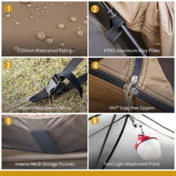 OneTigris Cosmitto Backpacking Tent -Zipp Camping Shop CE HZP01 CB 05