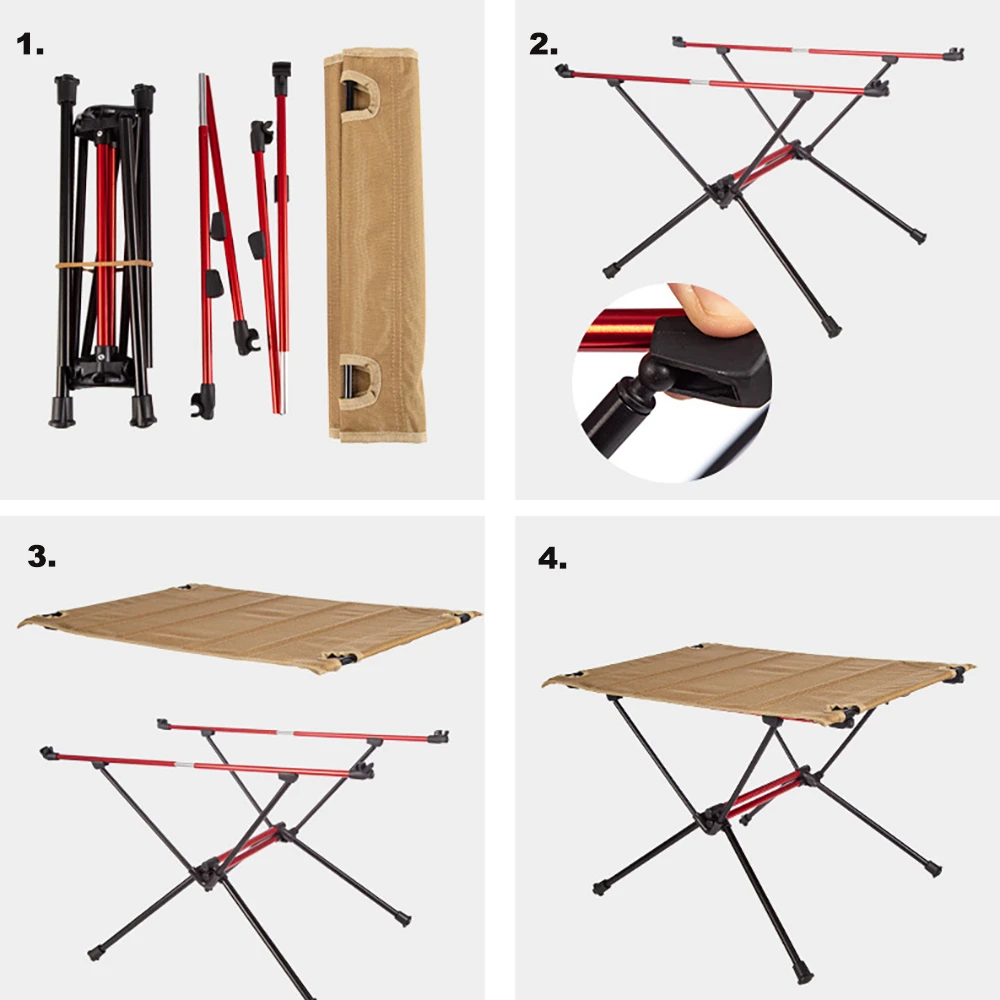 Camp Leader Fabric Top Folding Table - TAN 6 Camp Leader Fabric Top Folding Table - TAN - Image 4