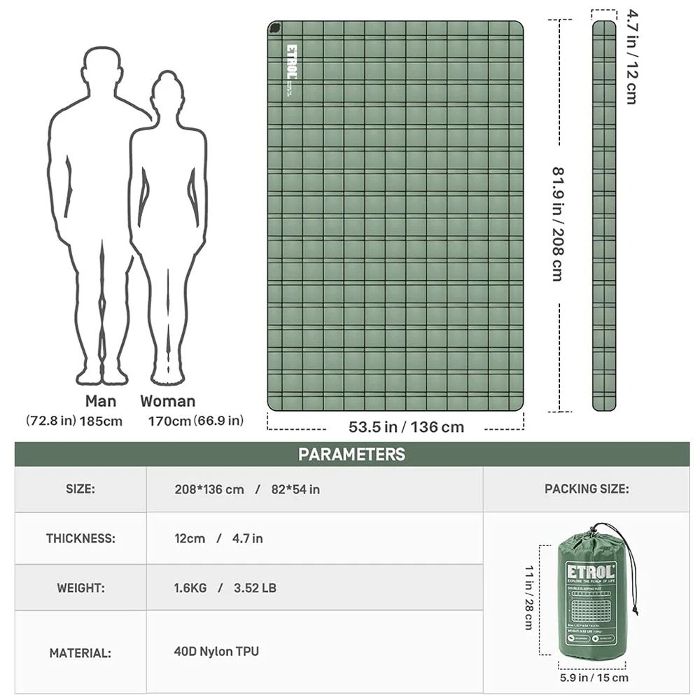 Etrol Whale Double Inflatable Sleeping Pad 9 Etrol Whale Double Inflatable Sleeping Pad - Image 7