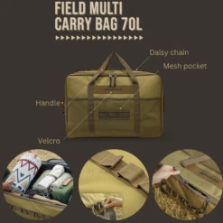 KZM Field Multi Carry Bag 70L & 80L -Zipp Camping Shop Features 70L