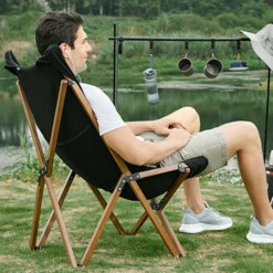 Hewolf Foldable Wooden Chair - Large 9 Hewolf Foldable Wooden Chair - Large -Zipp Camping Shop HW J2058BIG BLK 04