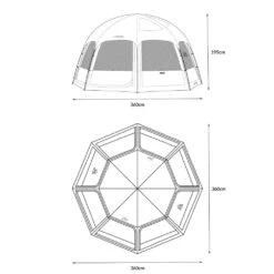 KZM Viva Dome Shelter Plus 15 KZM Viva Dome Shelter Plus -Zipp Camping Shop K221T3T10 dimension