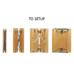 Snow Peak Single Action Table Long, Bamboo Top -Zipp Camping Shop LV 015TR setup