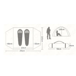 Hewolf 2 Person Camping Tent -Zipp Camping Shop MON 1589 TAN 5