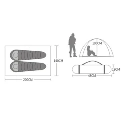 Hewolf 2 Person Double Layer Aluminum Pole Tent -Zipp Camping Shop MON 1595 GRN 7