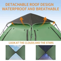 Hewolf Auto 3-4 Person Tent - Green -Zipp Camping Shop MON 1654 GRN 6