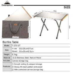 Campingmoon Bonfire Foldable Table 27 Campingmoon Bonfire Foldable Table -Zipp Camping Shop T 370 2T 5