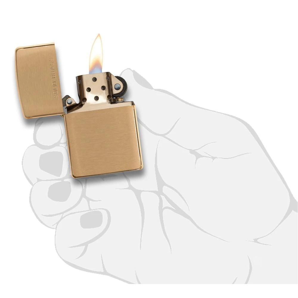 Zippo 204 Brushed Solid Brass - Refillable Windproof Lighter 7 Zippo 204 Brushed Solid Brass - Refillable Windproof Lighter - Image 5