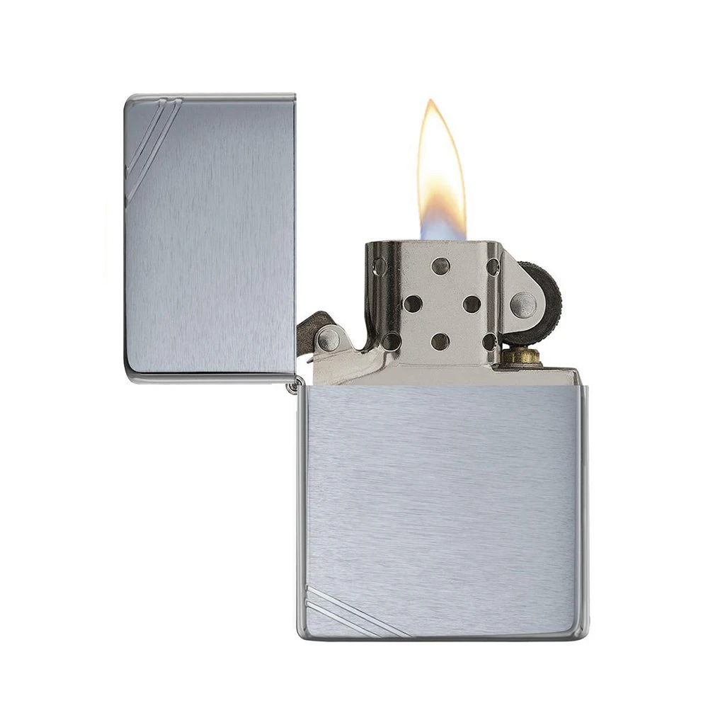 Zippo 230 Brushed Chrome Vintage With Slashes - Refillable Windproof Lighter 3 Zippo 230 Brushed Chrome Vintage With Slashes - Refillable Windproof Lighter - Image 2